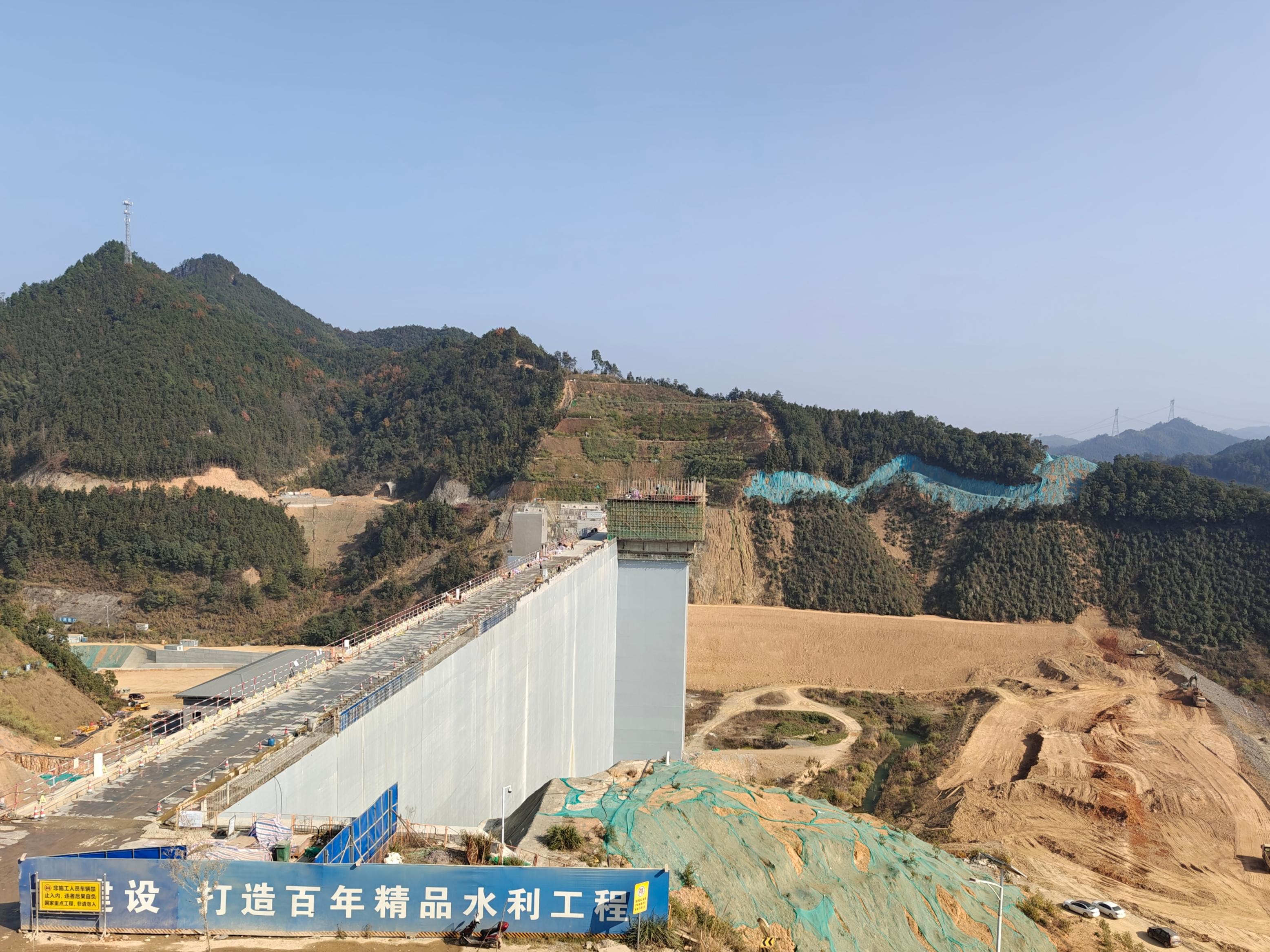 椒花水库枢纽工程建设现场。受访者供图