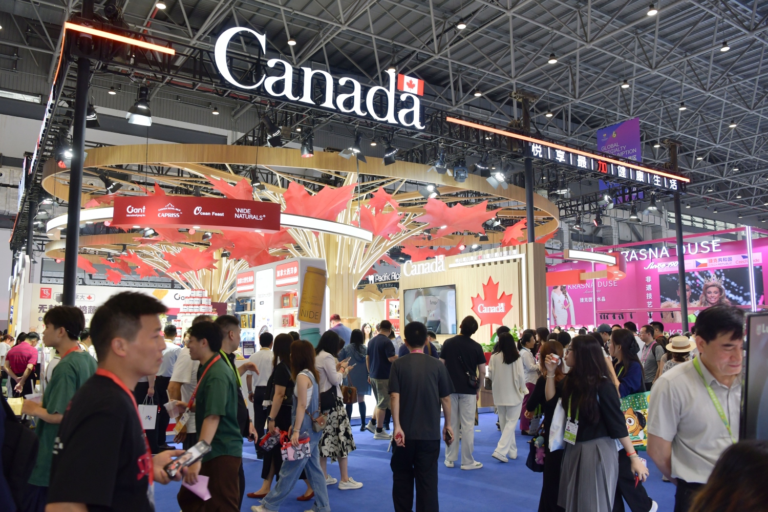 作为主宾国，加拿大搭建了400平方米的国家馆，组织近40家加拿大企业参展，展示涵盖化妆品、农产品、保健品等。人民网记者 任峰涛摄