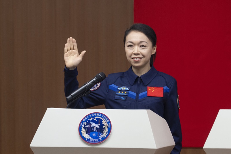 神舟二十三号航天员黎家盈。人民网记者 翁奇羽摄