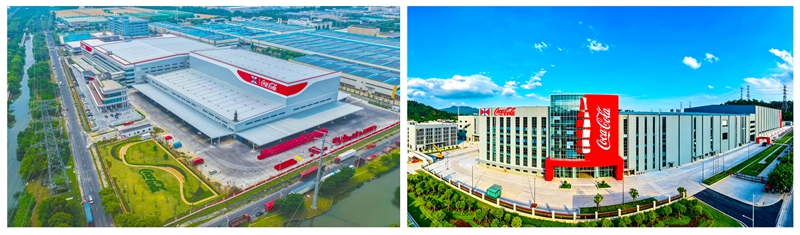太古可口可乐昆山新厂（左）和广州新厂（右）实景图。受访者供图