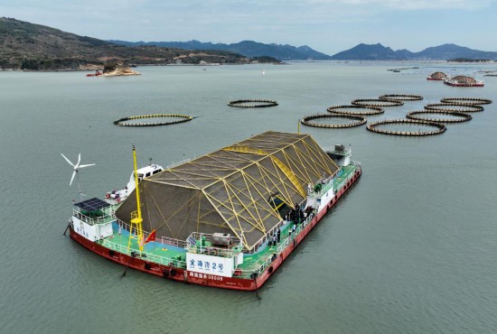 这是4月2日在福建省福州市连江县定海湾海域拍摄的“定海湾2号”平台（无人机照片）。 新华社记者 林善传 摄